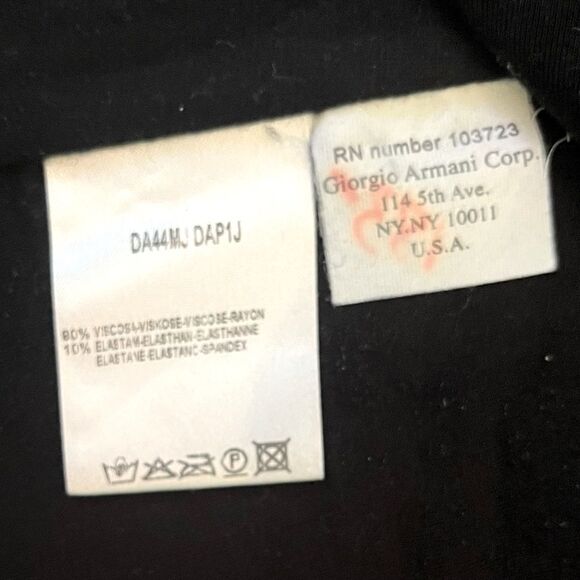 Giorgio Armani Scoop-Neck Short Sleeve with Bow Detail Tee, Black, T-Shirt - Picture 6 of 6